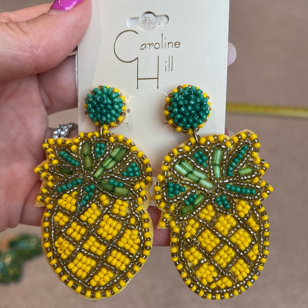 Beaded pineapple earrings